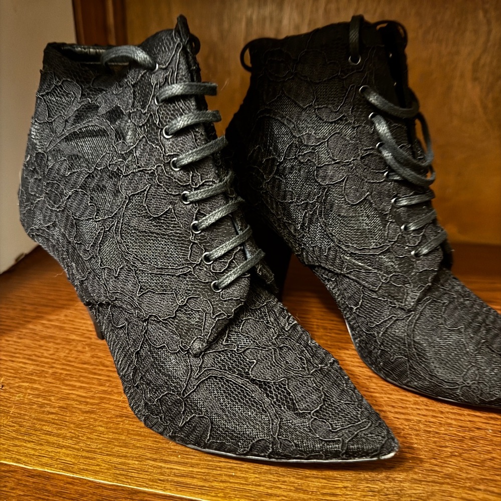 Saint Laurent Black Lace Ankle heels